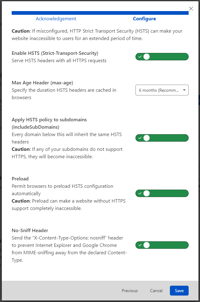 CF – HSTS Configure
